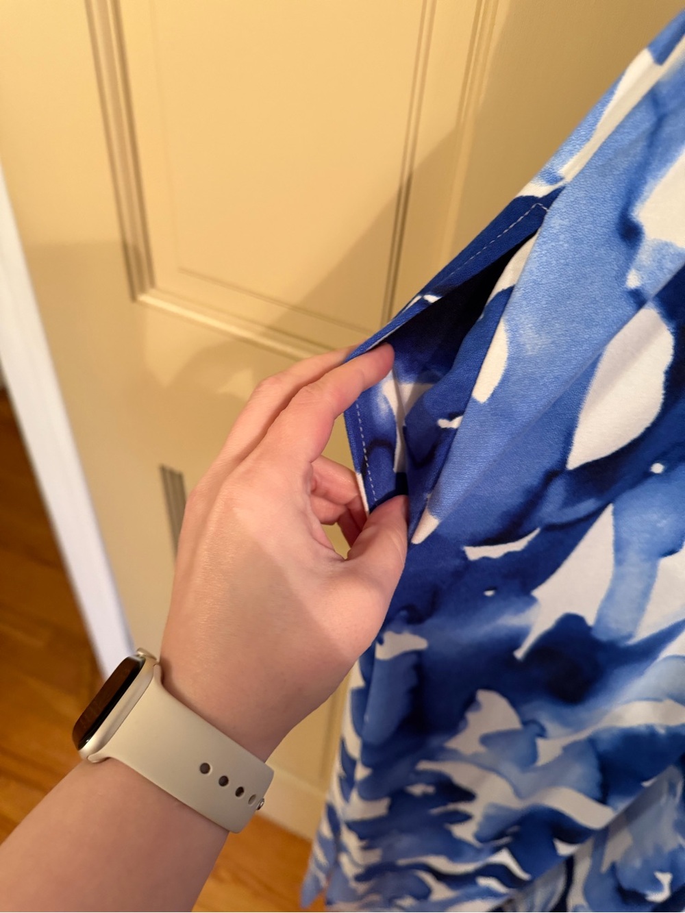 Blue & White Abstract Print Wrap-Style Maxi Dress - Picture 8 of 10